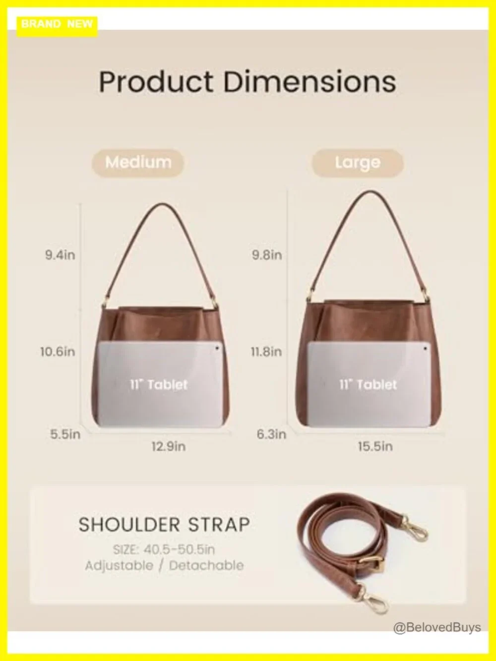 Vegan Leather Hobo Bag with Triple Compartments Adjustable Strap